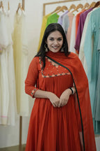 Handworked Pleated Kurta with Dupatta