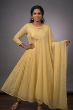 Handworked Pleated Kurta with Dupatta