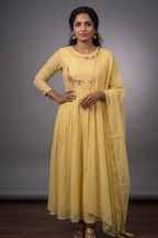 Handworked Pleated Kurta with Dupatta