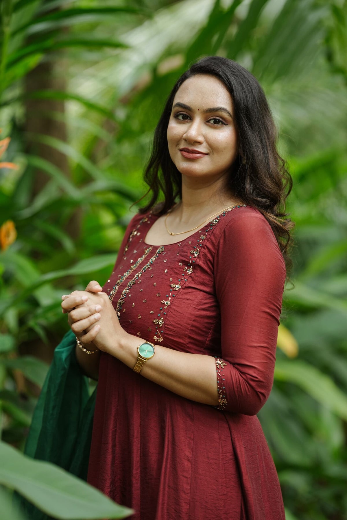 Handworked Panel Cut Kurta With Scalloped Dupatta
