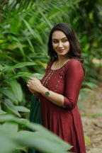 Handworked Panel Cut Kurta With Scalloped Dupatta