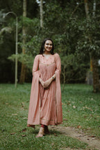 Handworked Pure Chanderi Pleated Kurta with Dupatta