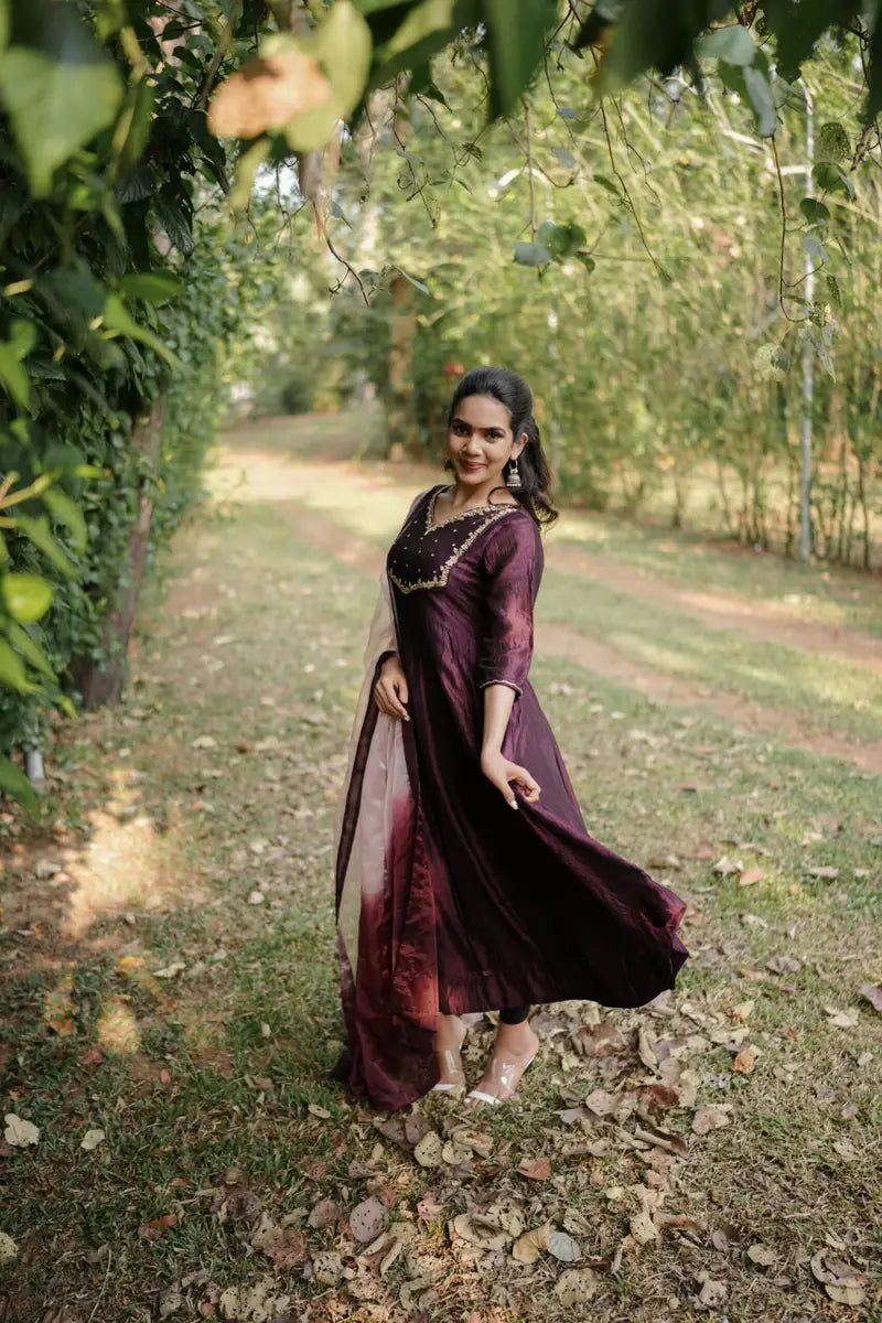 Handworked Panel Cut Kurta with Dupatta