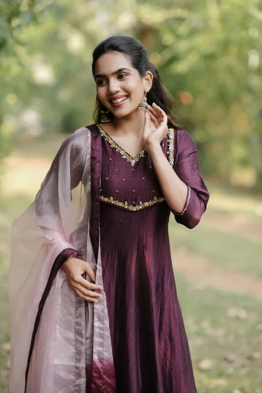 Handworked Panel Cut Kurta with Dupatta