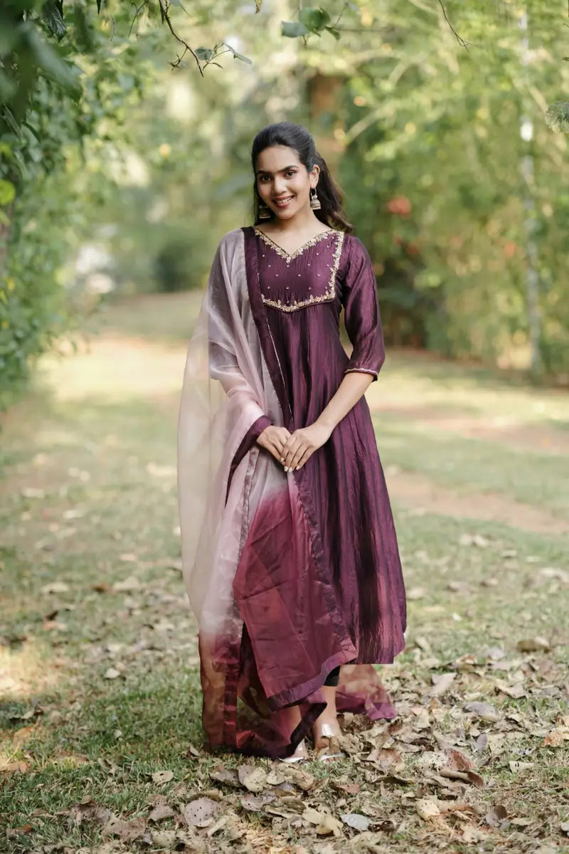 Handworked Panel Cut Kurta with Dupatta