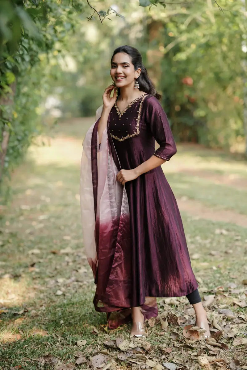 Handworked Panel Cut Kurta with Dupatta
