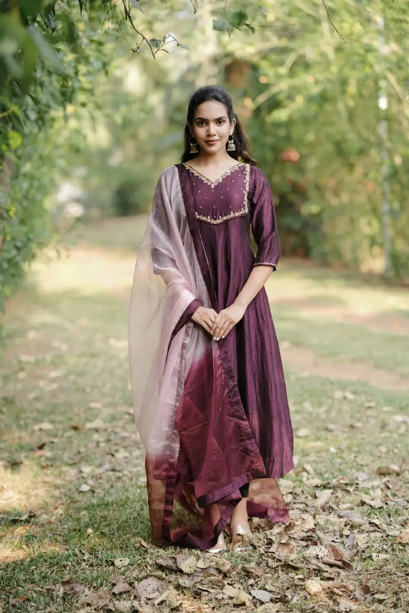 Handworked Panel Cut Kurta with Dupatta