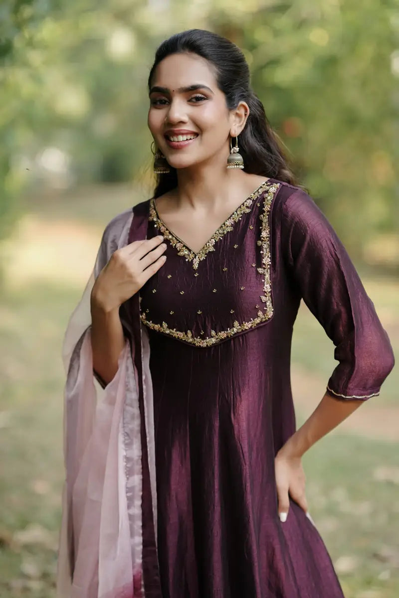 Handworked Panel Cut Kurta with Dupatta