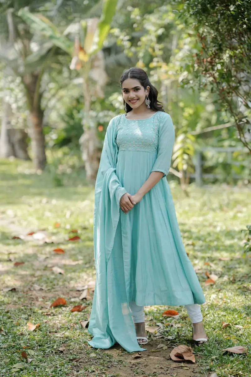 Handworked Panel Cut Kurta with Dupatta