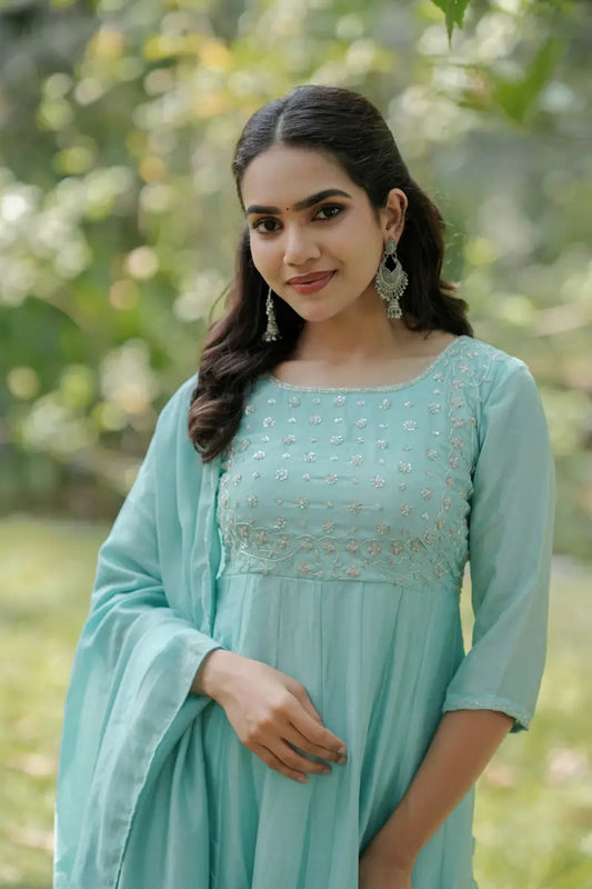 Handworked Panel Cut Kurta with Dupatta