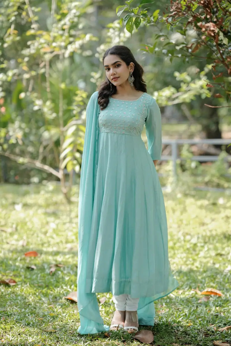 Handworked Panel Cut Kurta with Dupatta