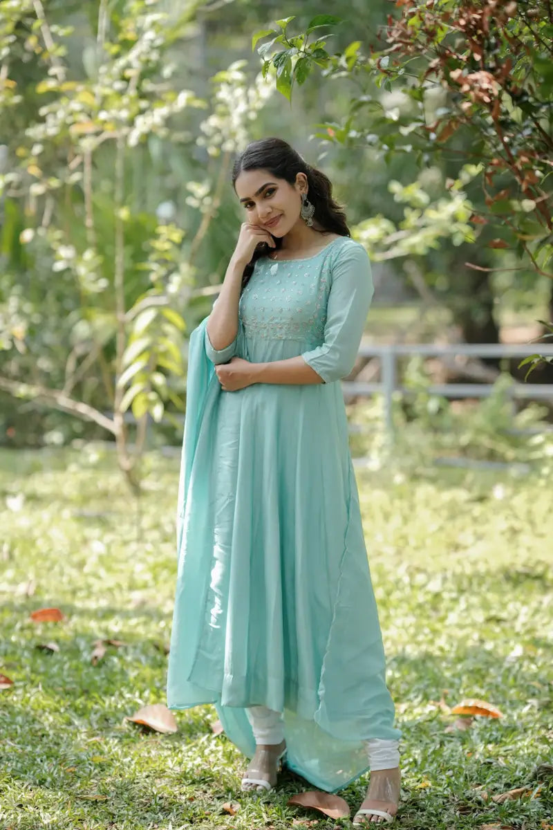 Handworked Panel Cut Kurta with Dupatta