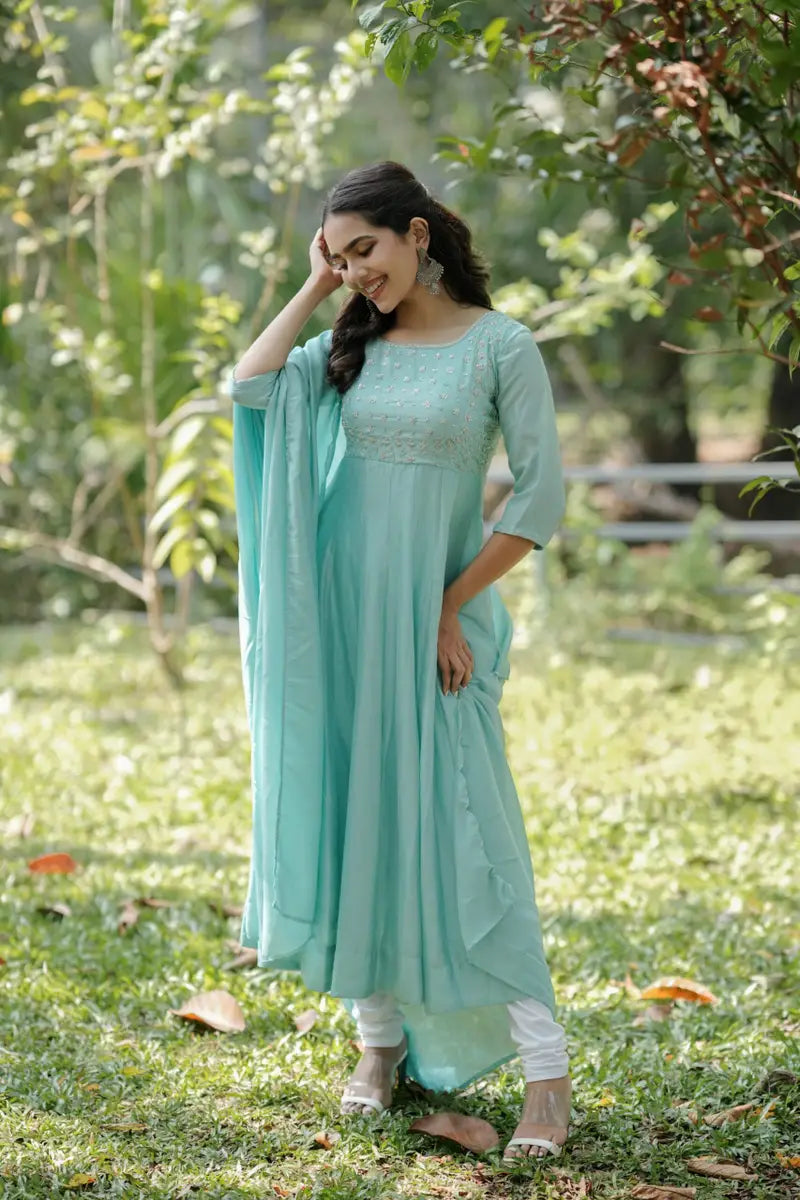 Handworked Panel Cut Kurta with Dupatta