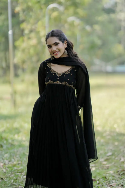 Handworked Pleated Kurta with Dupatta