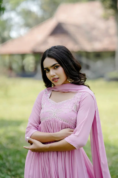 Handworked Pleated Kurta with Dupatta