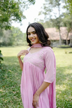 Handworked Pleated Kurta with Dupatta