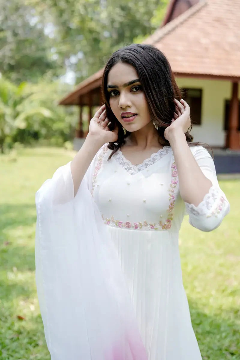 Handworked Pleated Kurta with Dupatta