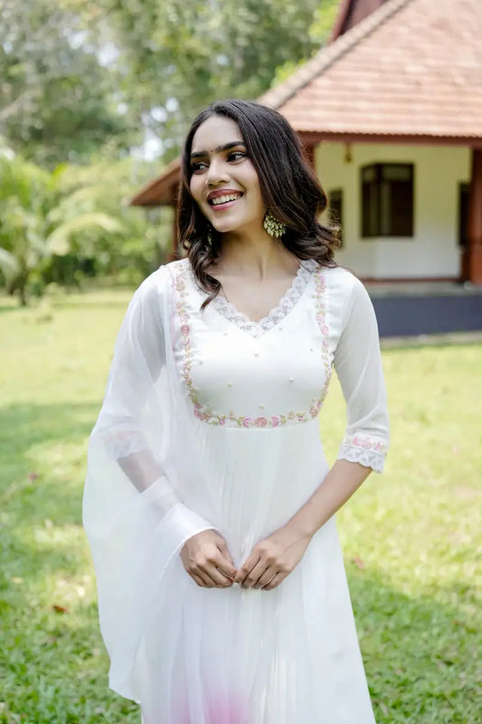 Handworked Pleated Kurta with Dupatta