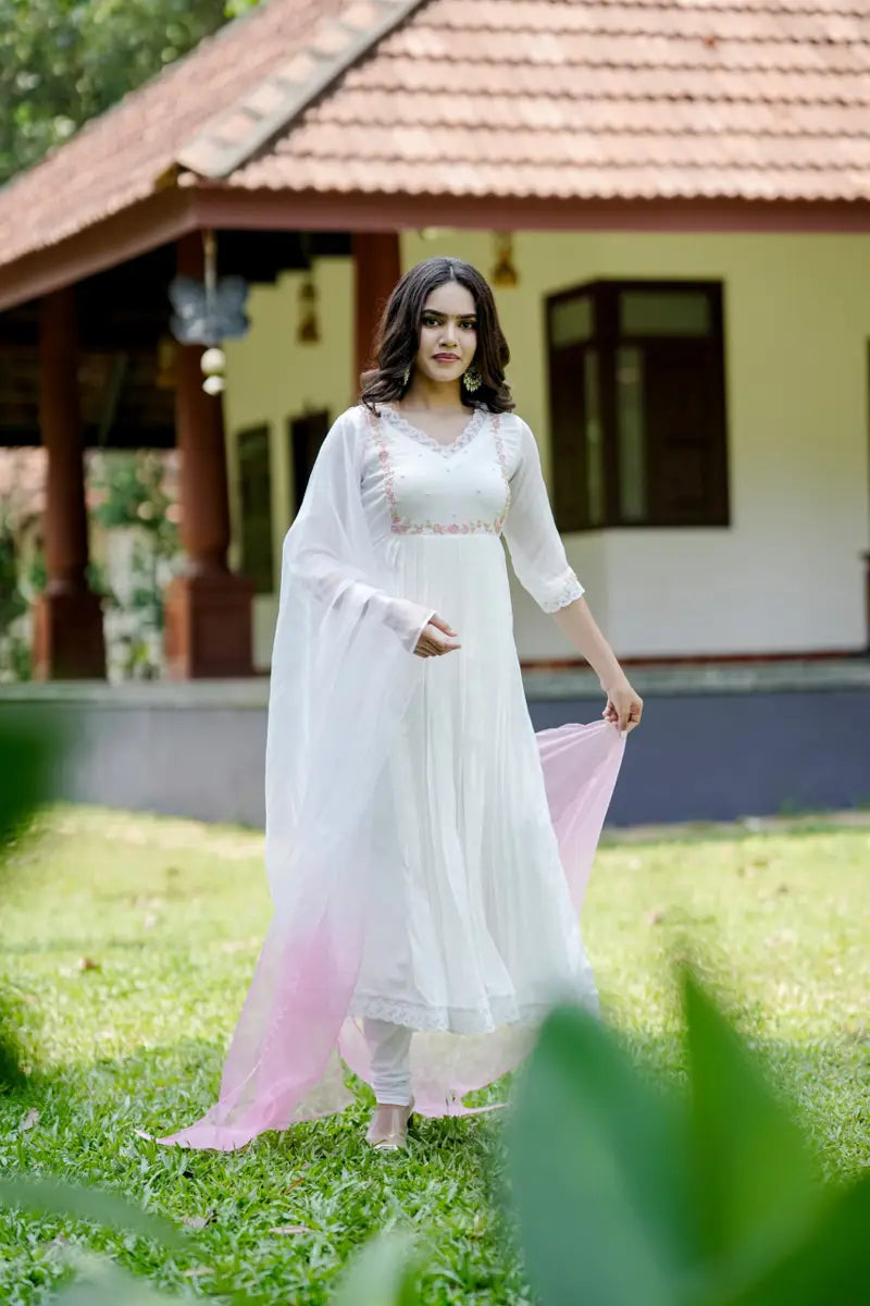 Handworked Pleated Kurta with Dupatta
