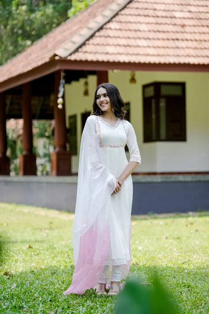 Handworked Pleated Kurta with Dupatta
