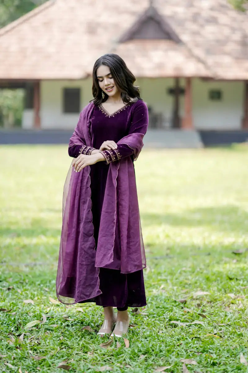 Handworked 3 Panel Kurta with Dupatta