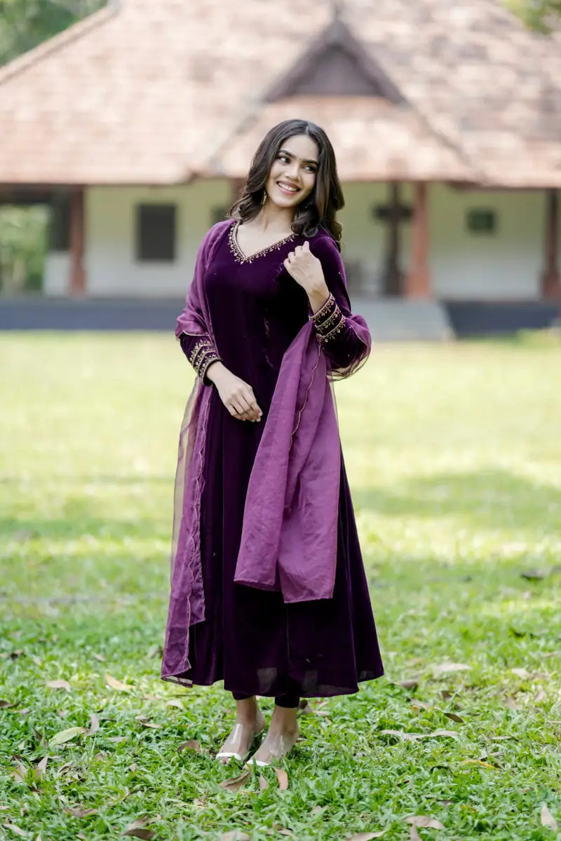 Handworked 3 Panel Kurta with Dupatta