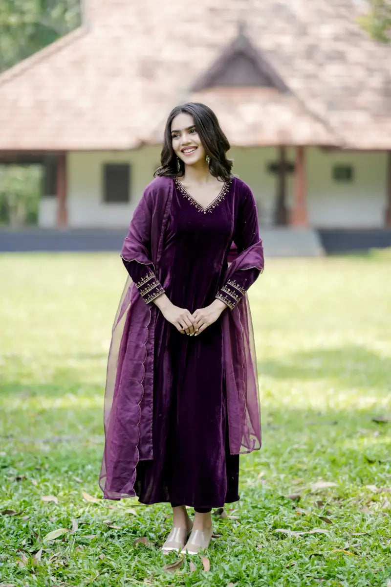 Handworked 3 Panel Kurta with Dupatta