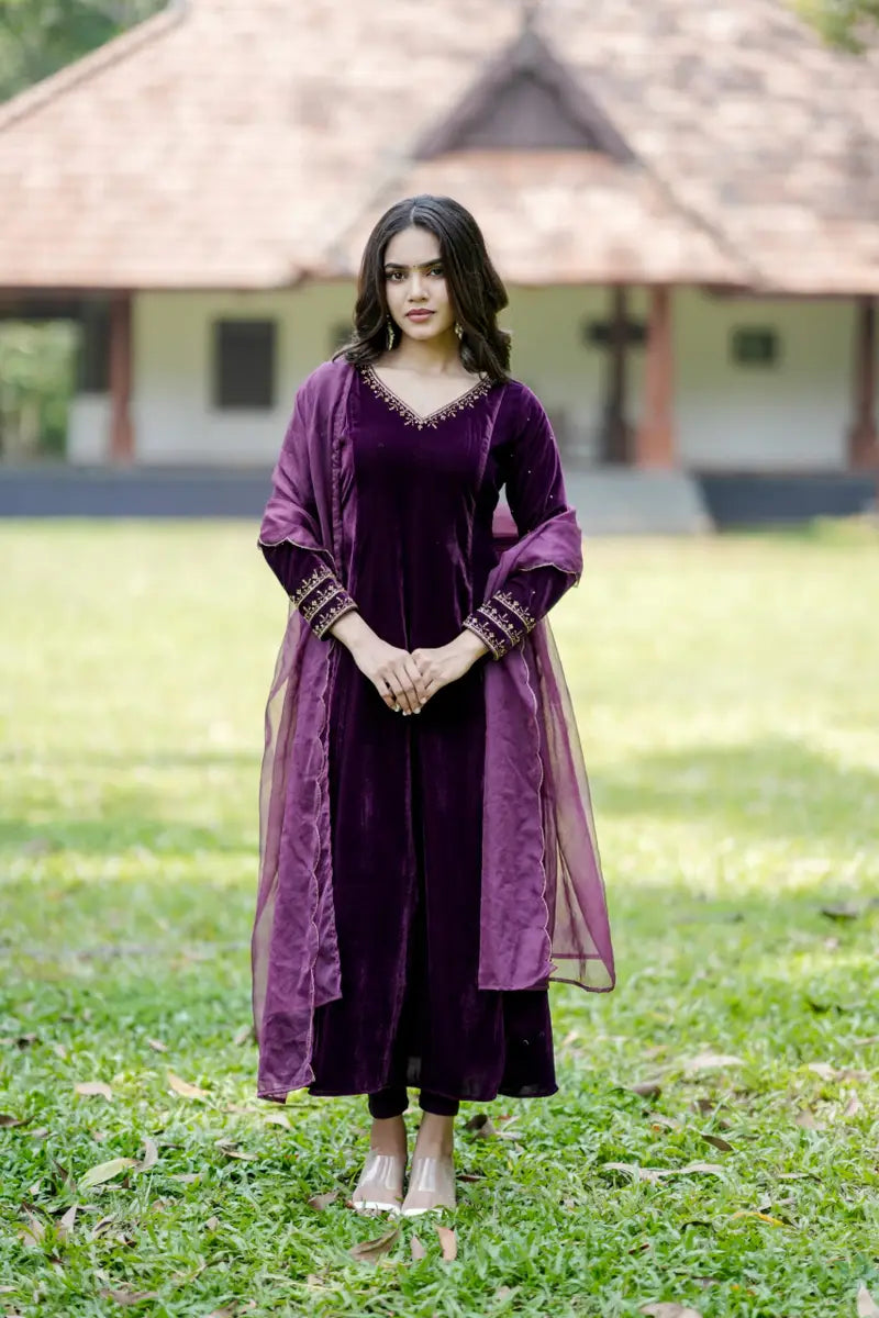 Handworked 3 Panel Kurta with Dupatta