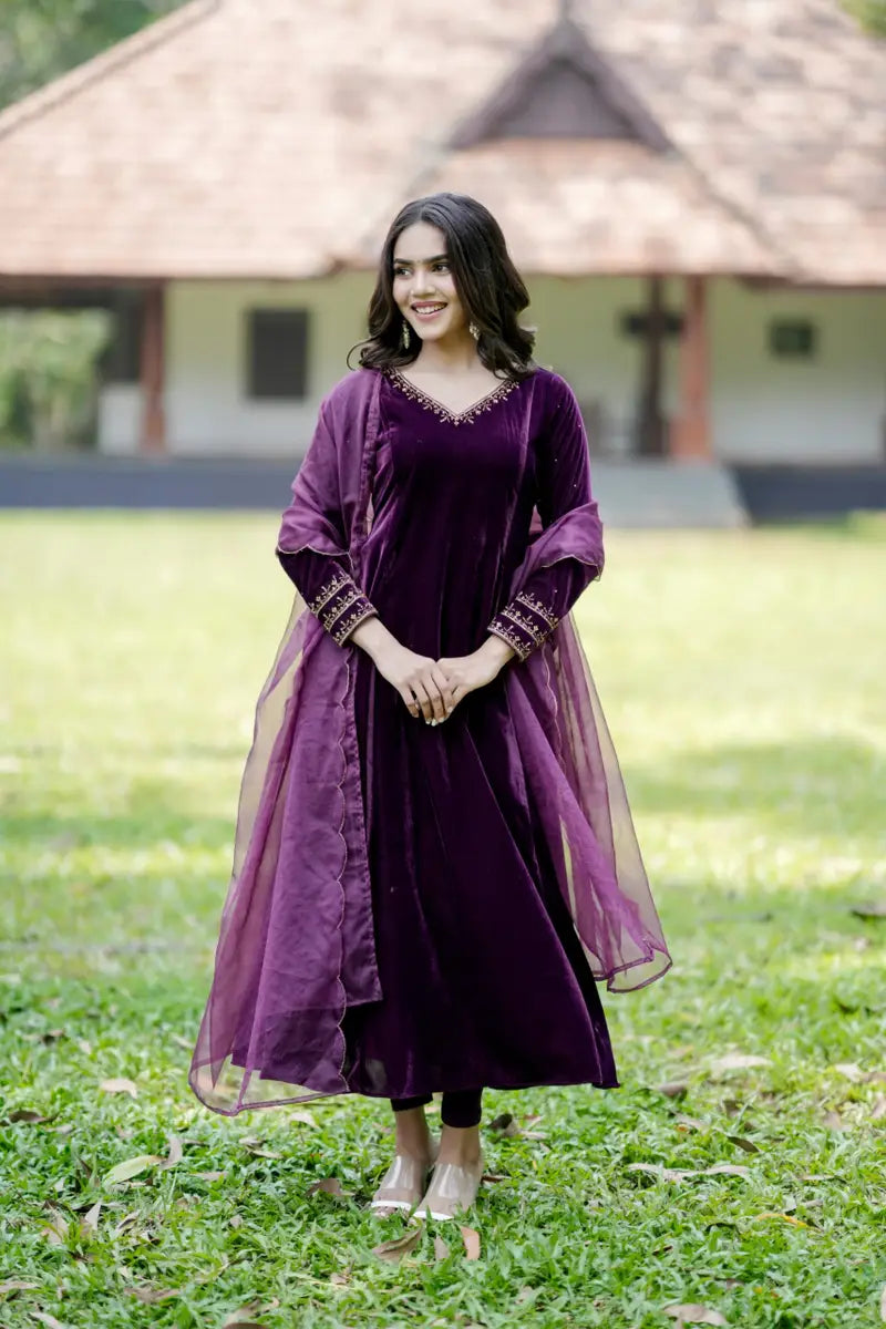 Handworked 3 Panel Kurta with Dupatta