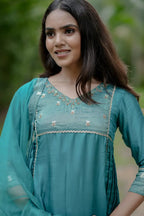 Handworked Side Pleated Kurta with Dupatta