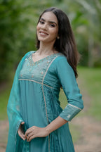 Handworked Side Pleated Kurta with Dupatta