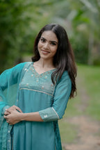 Handworked Side Pleated Kurta with Dupatta