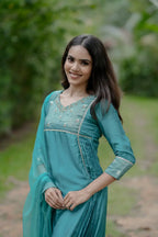 Handworked Side Pleated Kurta with Dupatta