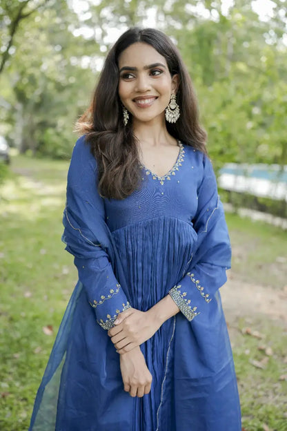Handworked Pleated Kurta with Dupatta