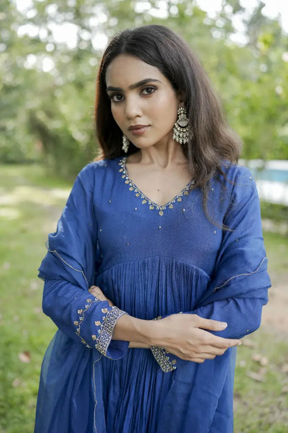 Handworked Pleated Kurta with Dupatta