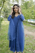 Handworked Pleated Kurta with Dupatta