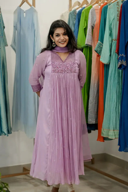 Handworked Pleated Kurta with Dupatta