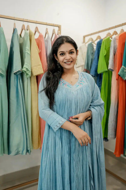 Handworked Pleated Kurta with Dupatta