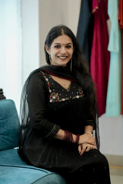 Handworked Pleated Kurta with Dupatta
