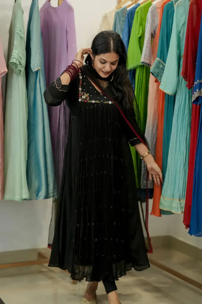 Handworked Pleated Kurta with Dupatta