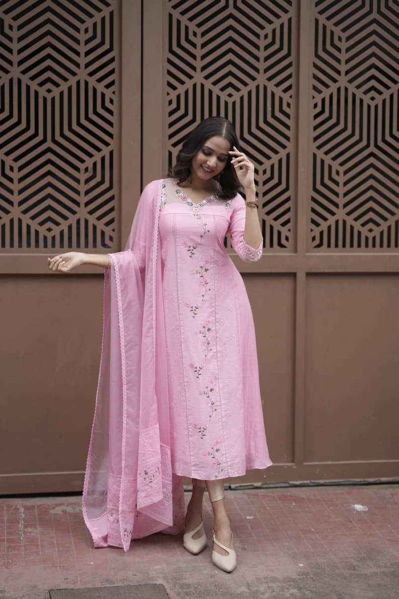 Handworked 3 Panel Kurta with Dupatta