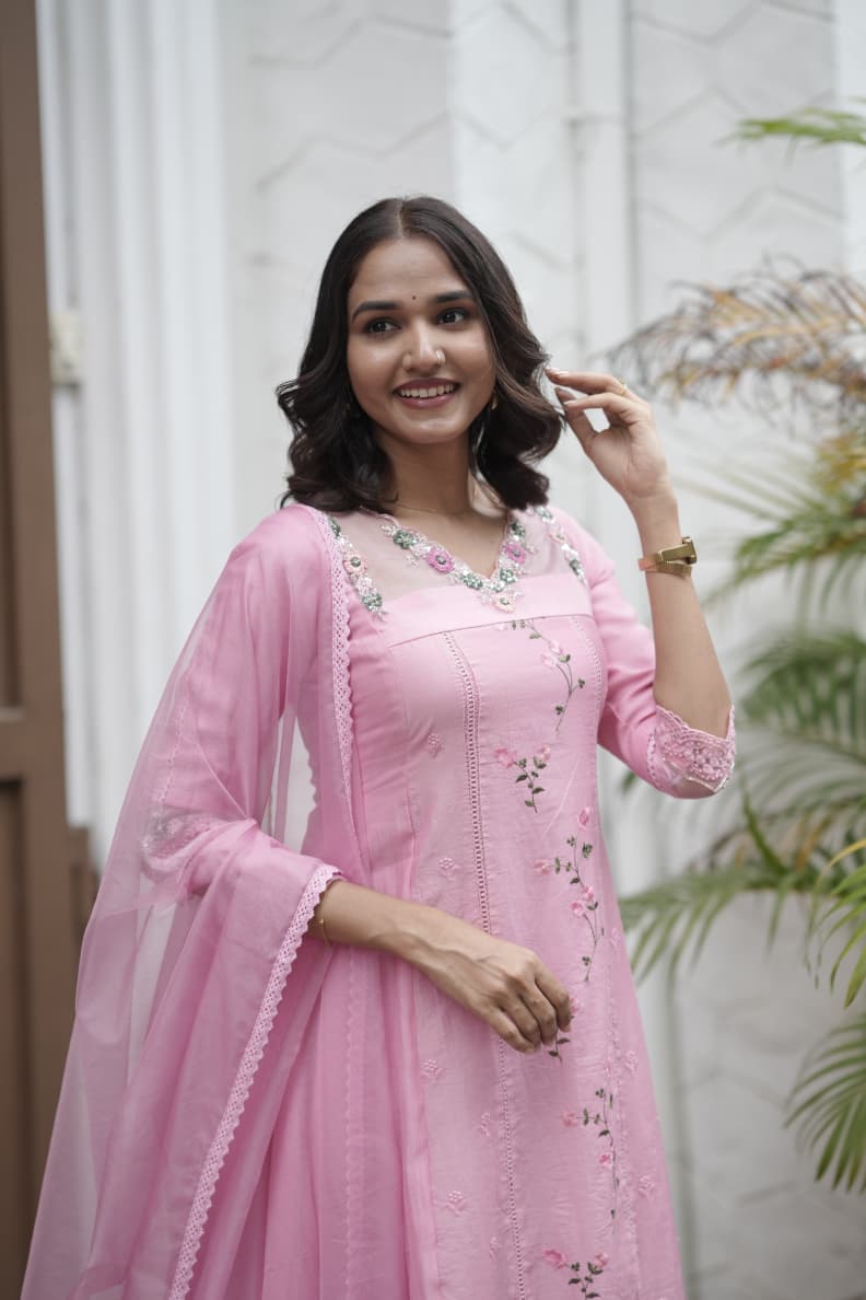 Handworked 3 Panel Kurta with Dupatta