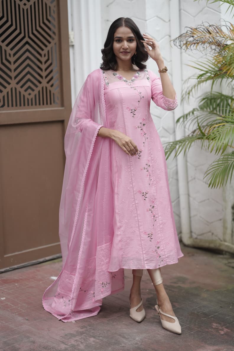 Handworked 3 Panel Kurta with Dupatta
