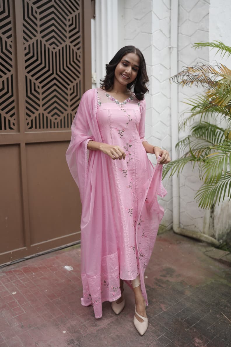 Handworked 3 Panel Kurta with Dupatta