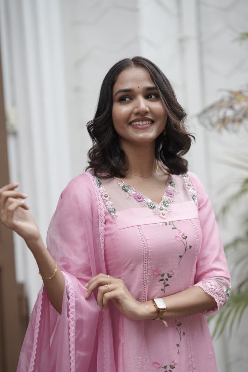 Handworked 3 Panel Kurta with Dupatta