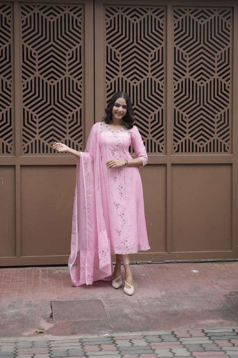 Handworked 3 Panel Kurta with Dupatta
