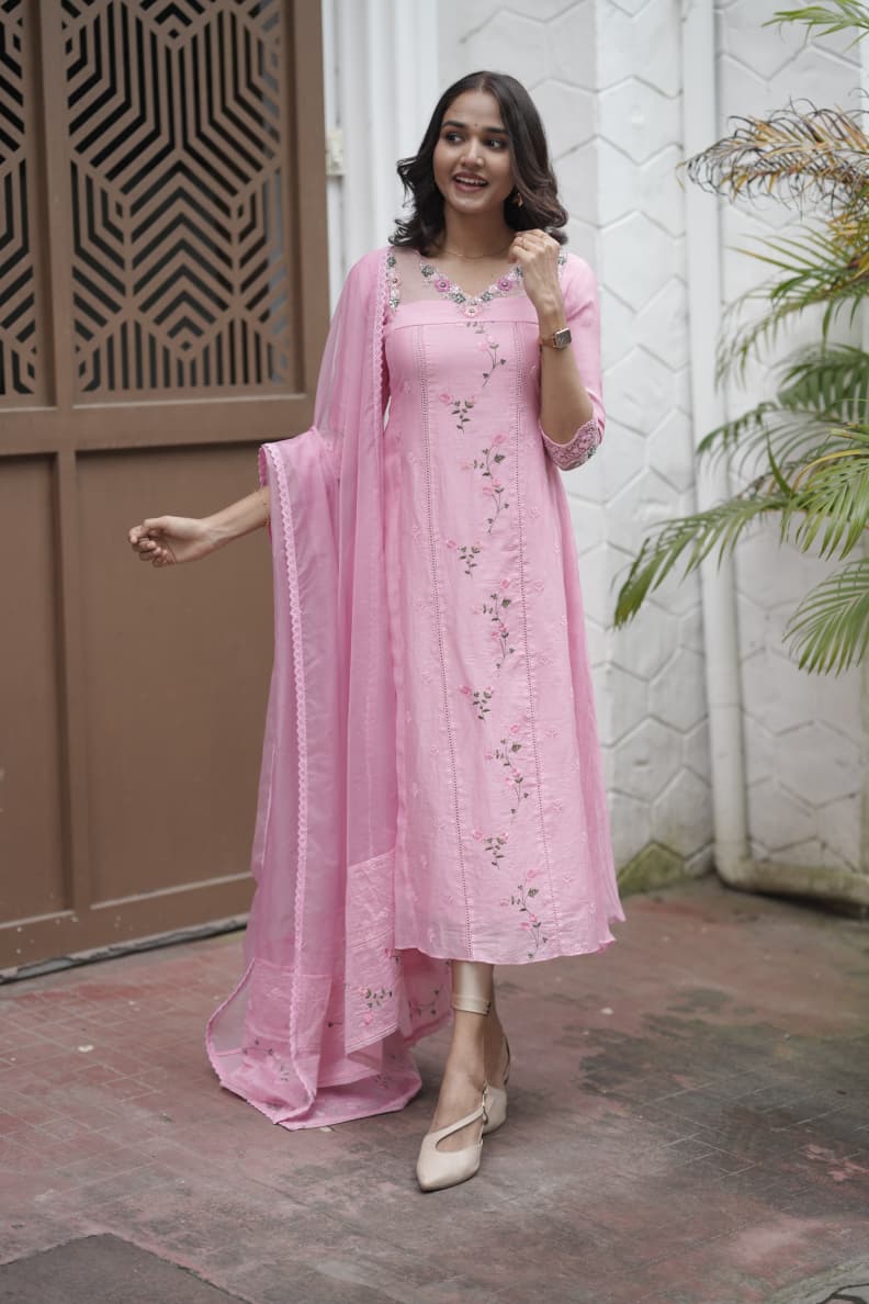 Handworked 3 Panel Kurta with Dupatta