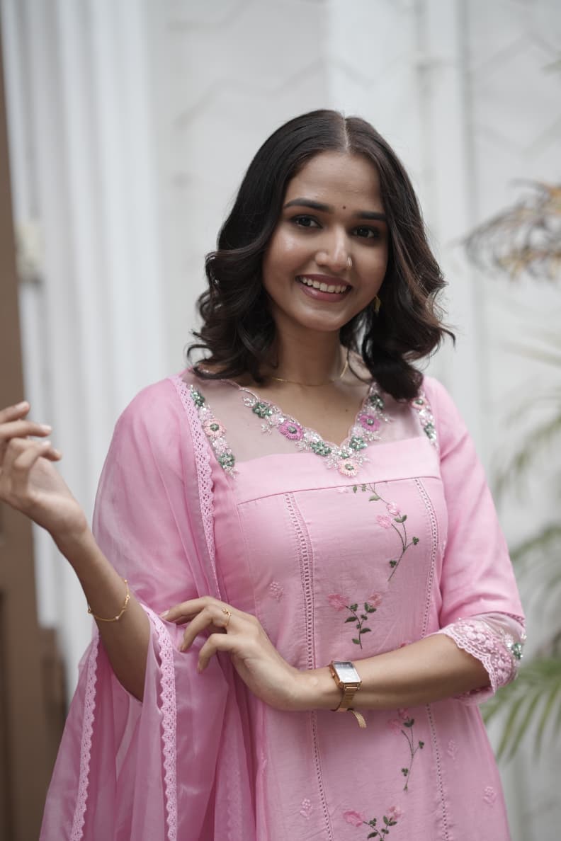 Handworked 3 Panel Kurta with Dupatta