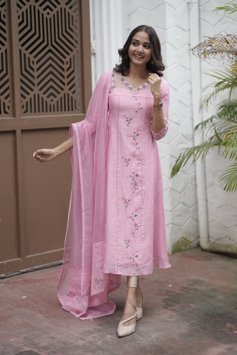 Handworked 3 Panel Kurta with Dupatta