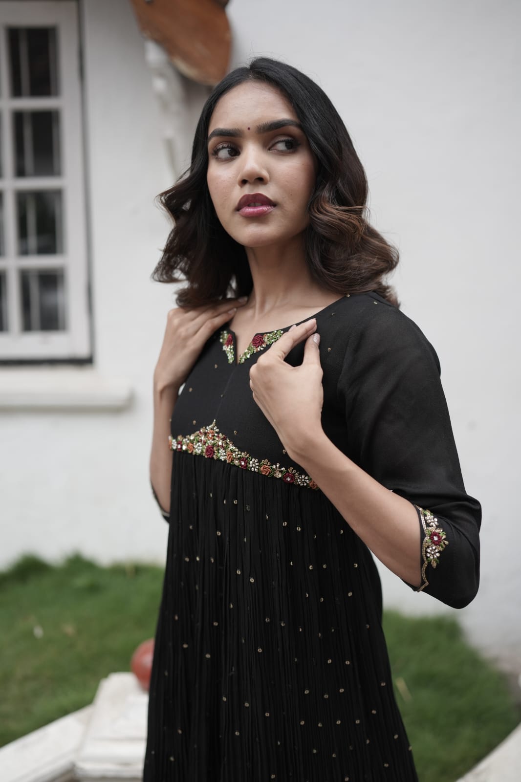 Handworked Pleated Kurta